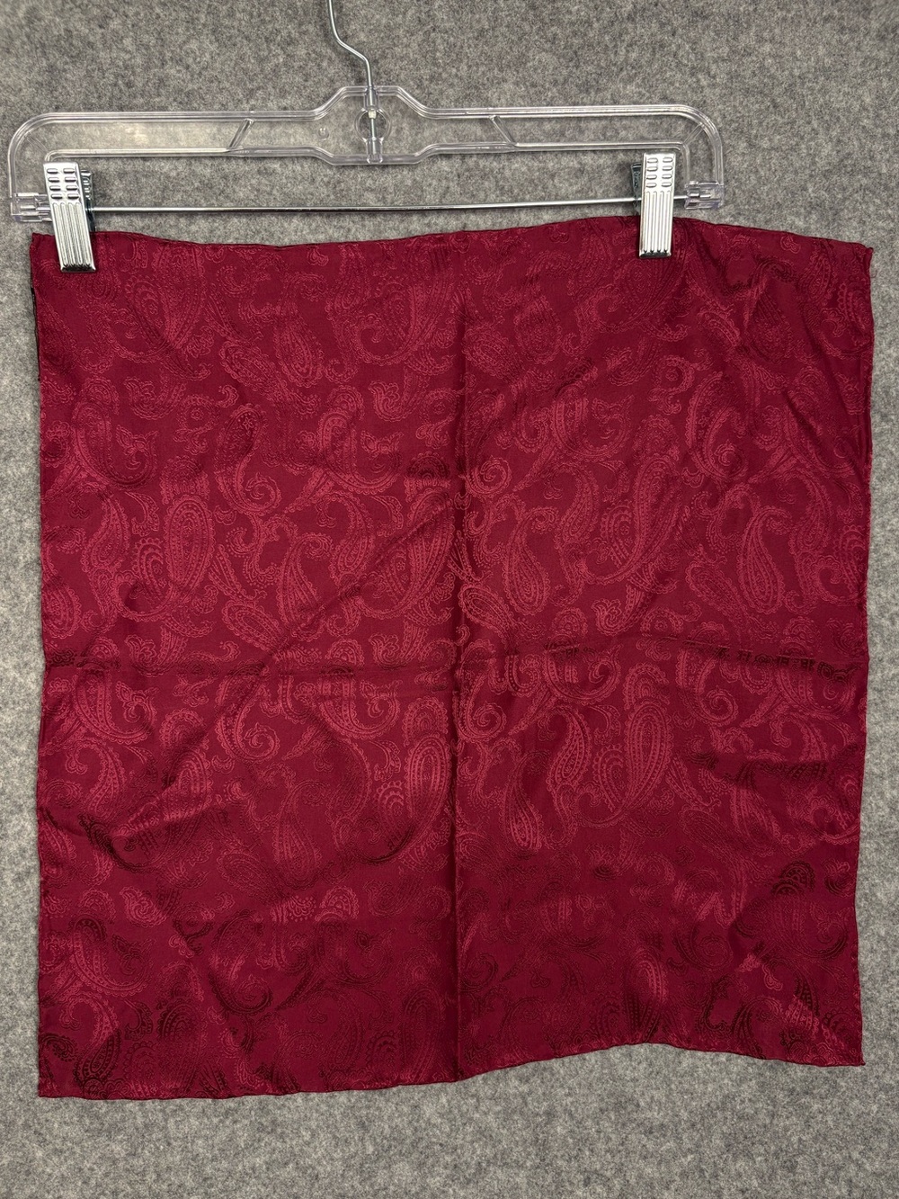 Christian Dior Burgundy Paisley 100% Silk Scarf Pocket Square